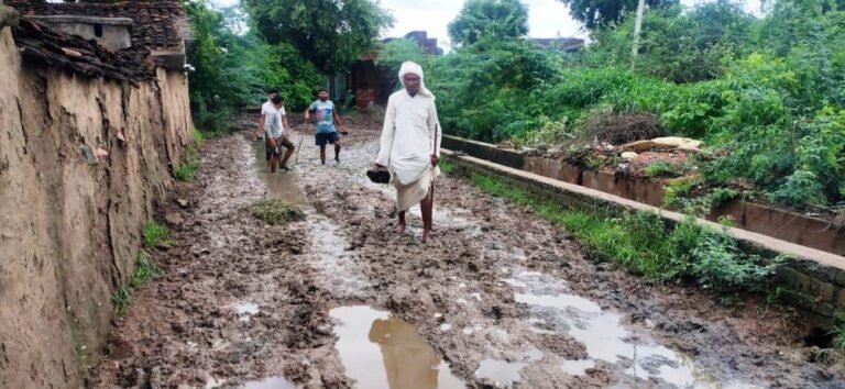 कीचड़ से सना गांव का मुख्य रास्ता, पैर रखना भी हुआ दूभर